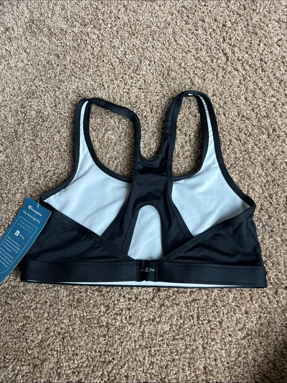 NWT Champion Black Racerback Sports Crop Bra Size M